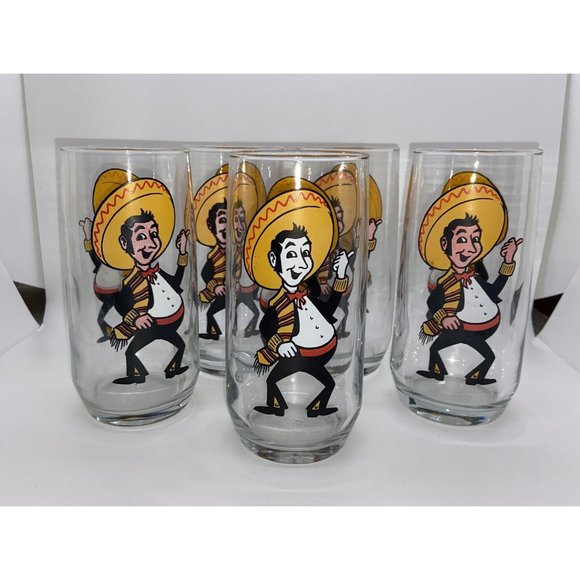 Poncho's Character 1975 Pepsi Collector Brockway Glass Tumbler - Lot of 5 - Picture 1 of 5